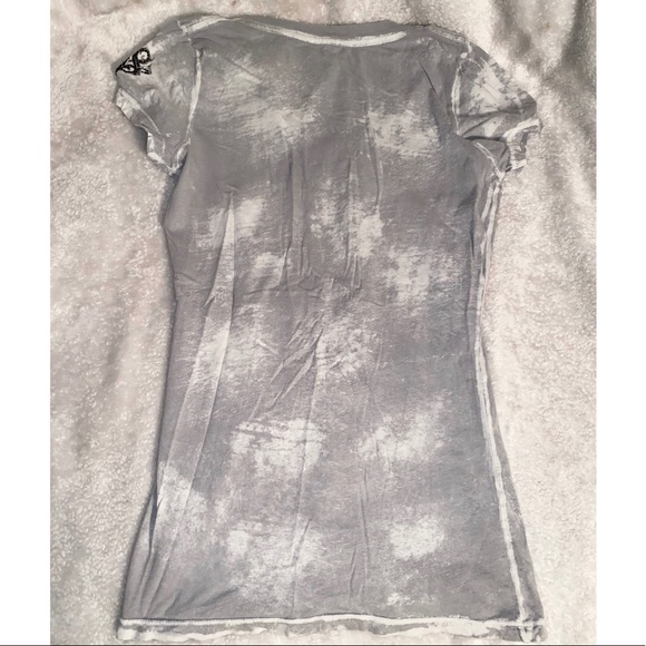 Velvet Stone gray rhinestone cross t-shirt small - Picture 3 of 7